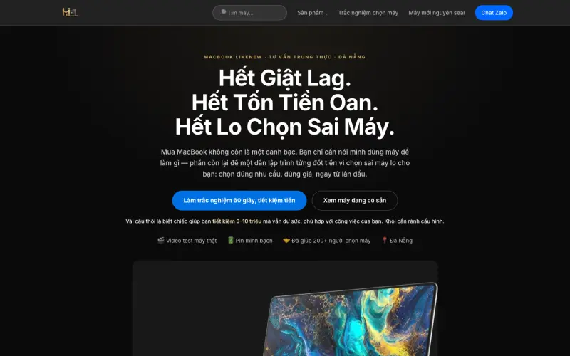 Giao diện website HuyMacbook